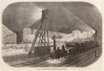 Travaux de nuit exécutés au moyen de la lumière électrique, 1853