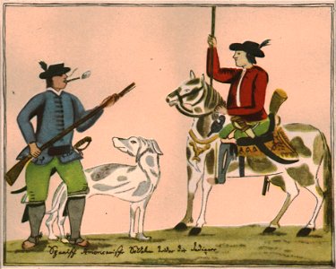 Trajes y Soldados Criollos B, según Paucke