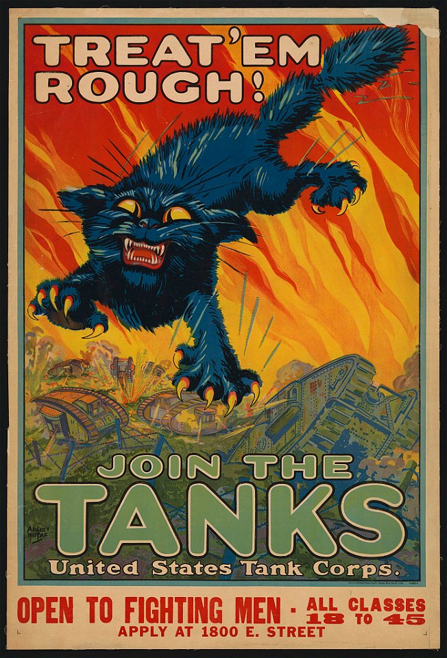 Treat 'em rough - Join the tanks United States Tank Corps - - Ahgiet Hutaf ; National Printing & Engraving Co., Chicago, New York, St. Louis. LCCN2002712001