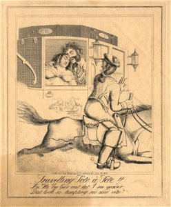 Travelling Tête à Tête!! (Caroline Amelia Elizabeth of Brunswick; Bartolomeo Pergami; Unknown man) by George Humphrey