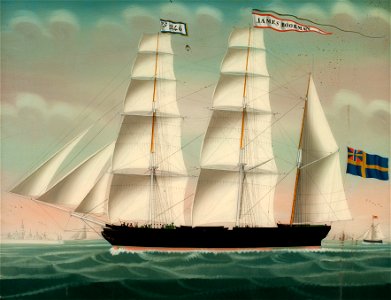 Tremastade barken James Boorman. Glasmålning av Petrus Cornelis Weyts 1847. SM 20268