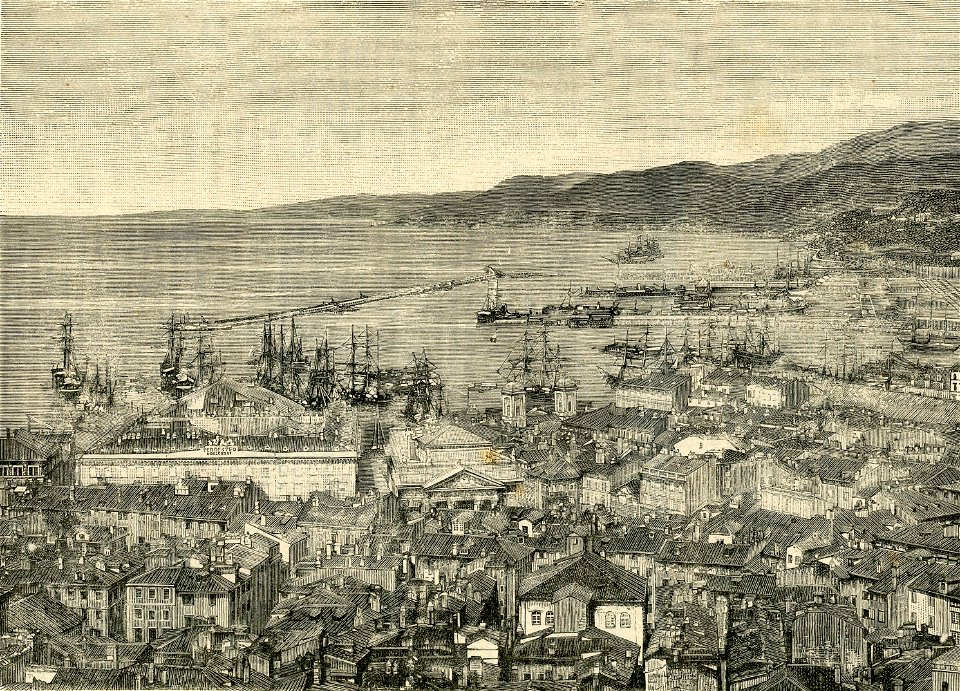 Trieste il Porto Nuovo xilografia