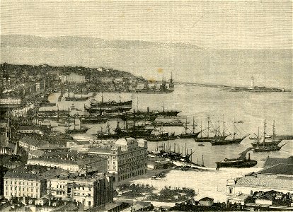 Trieste il Porto Vecchio xilografia