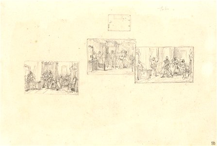 Trois études d'après Henri III et sa cour d Alexandre Dumas avec un plan de scène-Paul Delaroche-MBA Lyon 2014