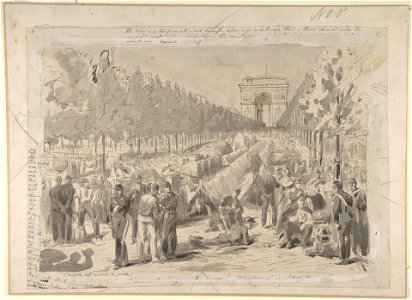 Troops Encamped on the Champs Elysées, 1870. Free illustration for personal and commercial use.