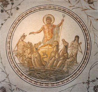 Triumph of Neptunus mosaic in the Bardo National Museum 26 01 2014 (cropped)