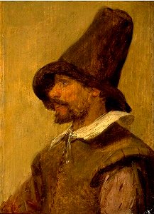 Adriaen Brouwer - Head of a man with a pointed hat. Free illustration for personal and commercial use.