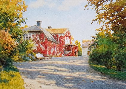 Trädgårdsmotiv med hus x Johan Krouthén