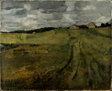 Wilhelm Trübner - Stoppelacker mit ansteigendem Weg bei Weßling (1876)