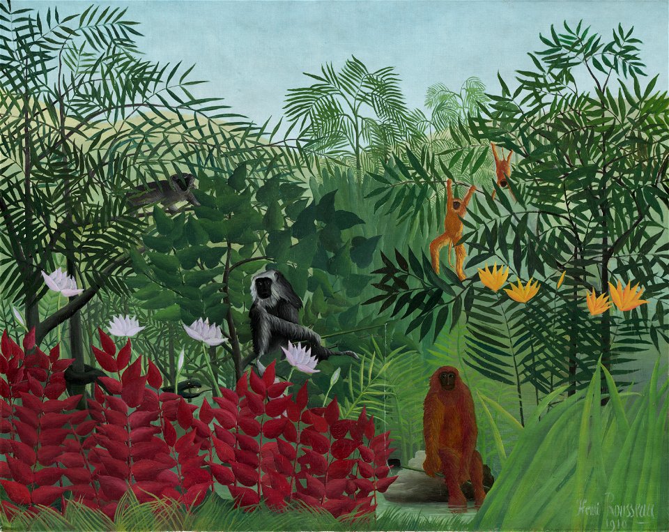 Tropical Forest with Monkeys A10893. Free illustration for personal and commercial use.