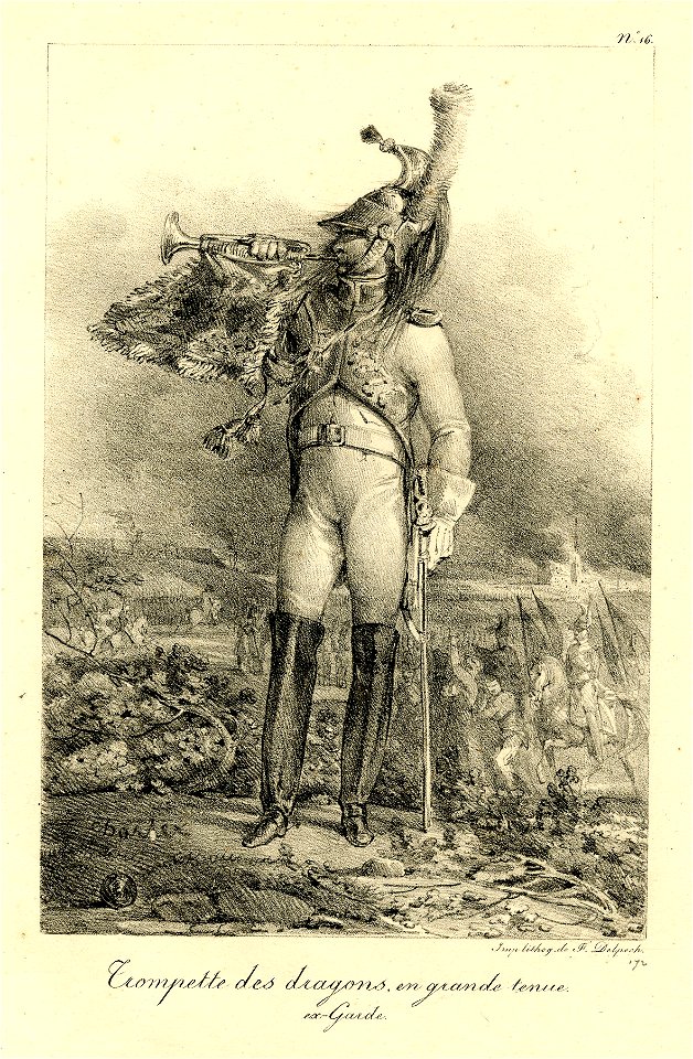 Trompette des dragons, en grande tenue (ex-Garde). (BM 1855,0414.90)