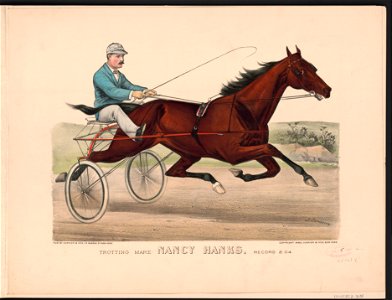 Trotting mare Nancy Hanks, record 2-04- driven by Budd Doble to a bicycle sulky built by the Chas. S. Caffrey Co. Camden, N.J. LCCN2002697399