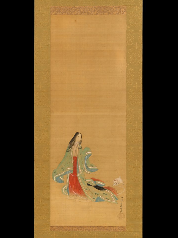 Tsukioka Settei - The Third Princess with her Cat, from the New Herbs I (Wakana I) chapter The Tale of Genji (Genji monogatari) - 2015.300.40 - Metropolitan Museum of Art