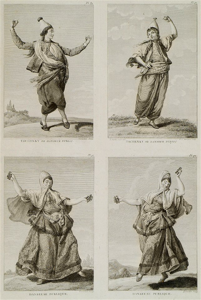 Tschenky ou danseur public Tschenky ou danseur public Danseuse publique Danseuse publique - D'ohsson Mouradgea - 1790