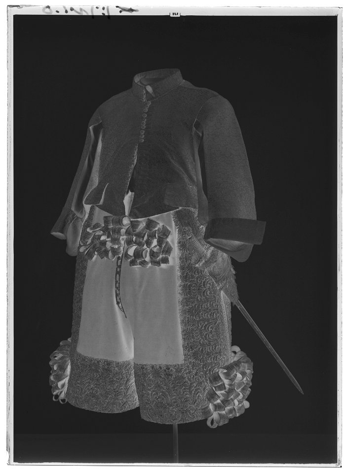 Tröja av mönstrad silverbrokad, ca 1650-1660 - Livrustkammaren - 1744-negative