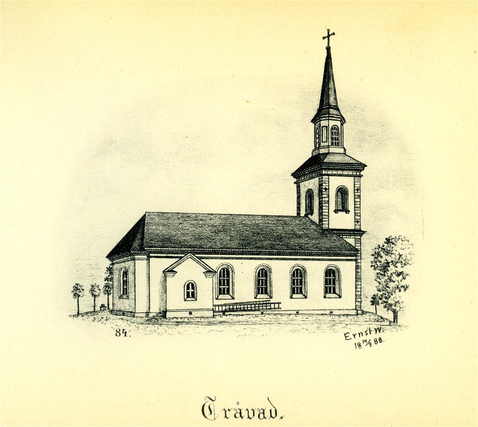 Tråvads kyrka 1888 (Ernst Wennerblad 1902)