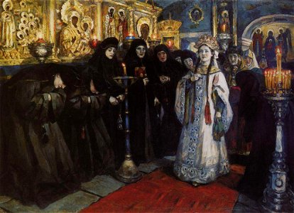 Tsarevna visiting monastery by Surikov (1912)