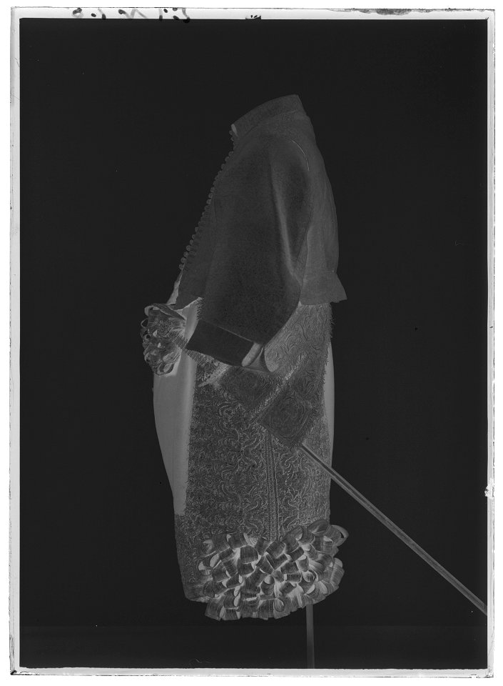 Tröja av mönstrad silverbrokad, ca 1650-1660 - Livrustkammaren - 18866-negative