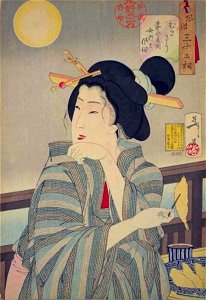 Tsukioka Yoshitoshi - Looking tasty - the appearance of a courtesan during the Kaei era