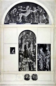 Tura Cosmè, Madonna con Bambino in trono, angeli musicanti, santi e donatore, 54854
