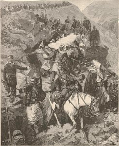 Tunisie - Le général Ritter transporté sur un brancard