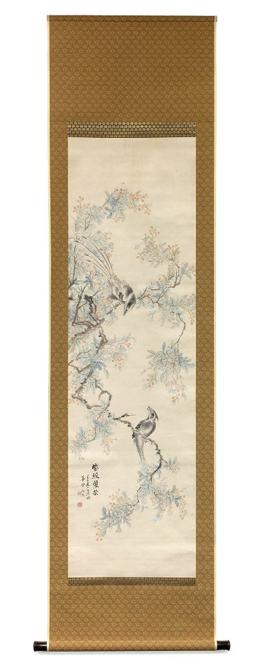 Tsubaki Chinzan - Paradise Flycatchers amid Flowering Branches - 2013.171 - Museum of Fine Arts