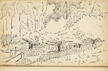 Tuin of park met bomen in een perk, Reijer Stolk, 1919 RP-T-1994-157-18(R)