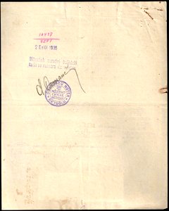 Turkey 1933 reverse of notary document with revenues Sul. 6172, 6189 (2)