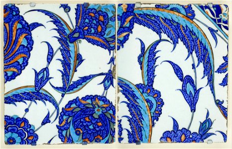 Turkey; Iznik - Two Tiles - Google Art Project. Free illustration for personal and commercial use.