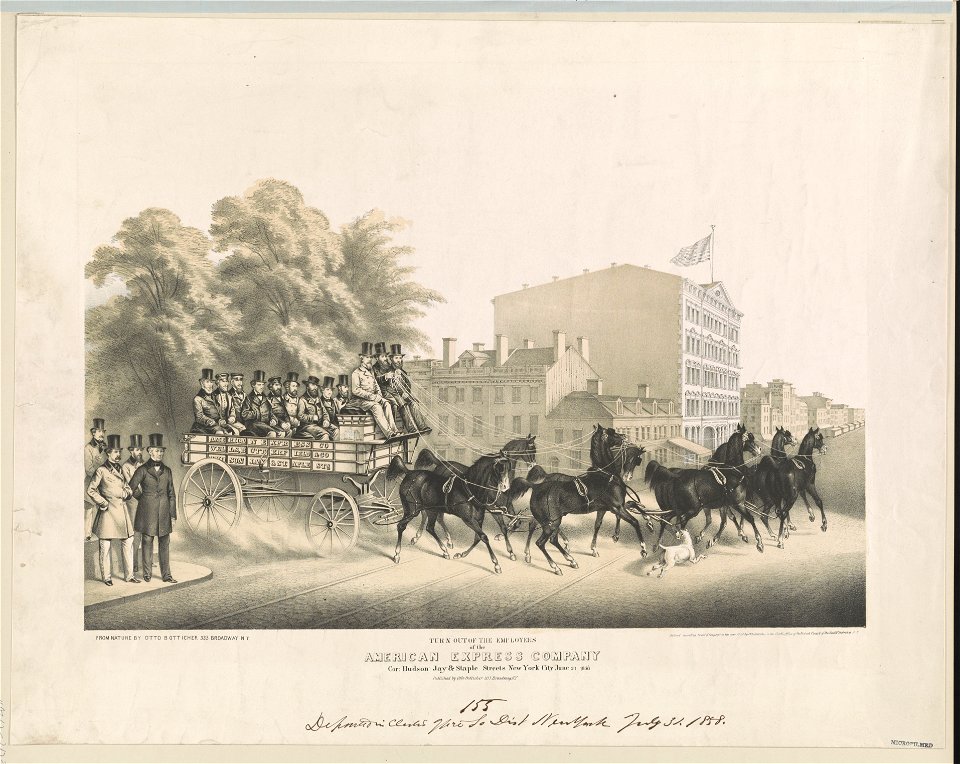 Turn out of the employees of the American Express Company. Cor- Hudson Jay & Staple Streets New York City June 21, 1858 LCCN2003680625