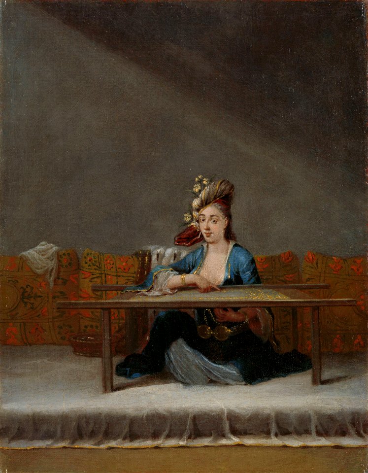 Turkse vrouw voor haar borduurraam Rijksmuseum SK-A-2042