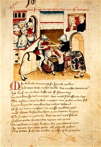 Turnierszene aus dem Nibelungenlied Hundeshagenscher Kodex