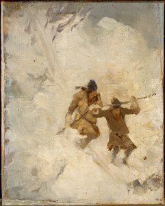 Två skidåkande lappar. Studie (Anna Nordlander) - Nationalmuseum - 20679