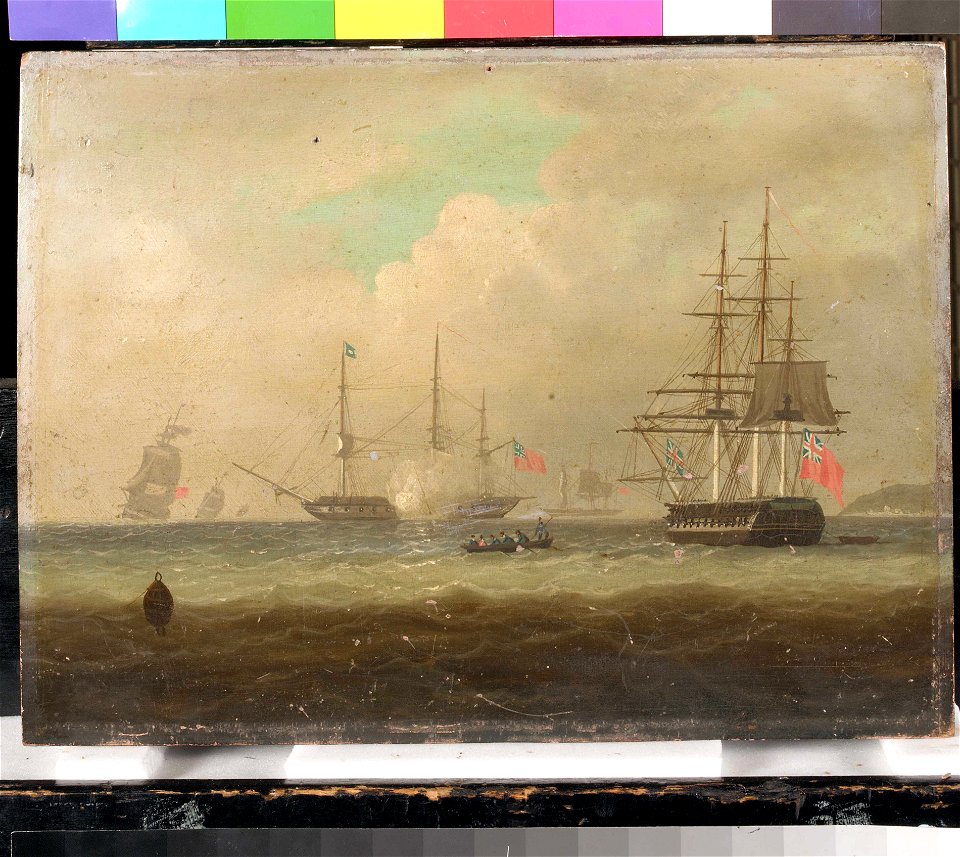 Two frigates at anchor RMG BHC1123