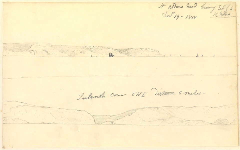 Two coastal profiles, of St Aldan's Head and Lulworth Cove, 1818 RMG PZ0918