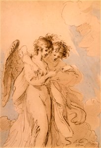 Two Angels Singing by Benjamin West, PRA. Free illustration for personal and commercial use.