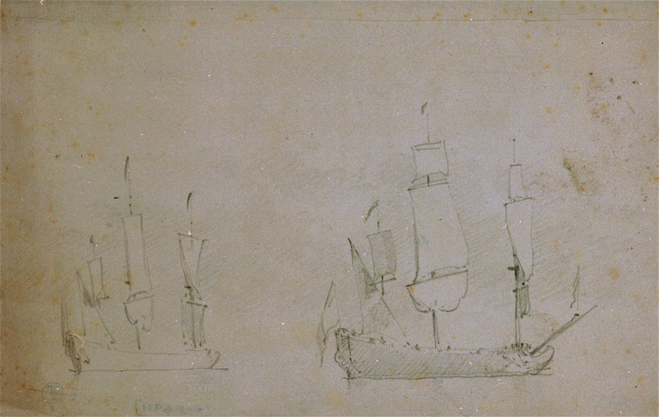 Two English ships becalmed RMG PW6911