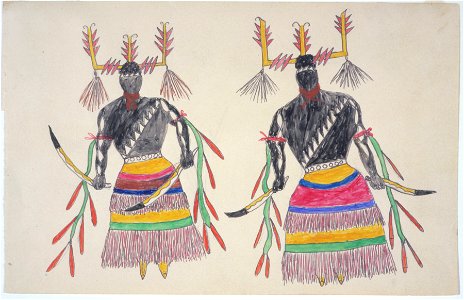 Two Apache men in costume (Gokliz sketch)