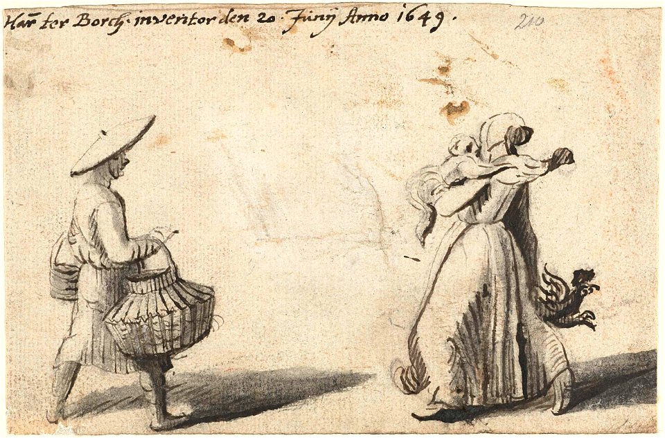 Twee vrouwen die gevogelte dragen, van achteren