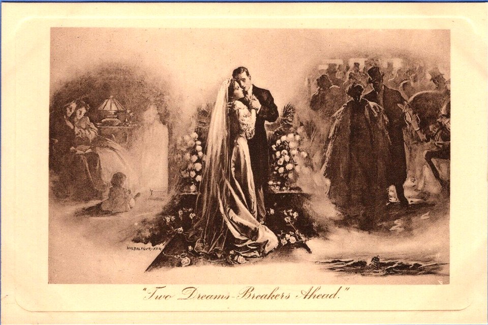 Two Dreams - Breakers Ahead - postcard by William Balfour Ker