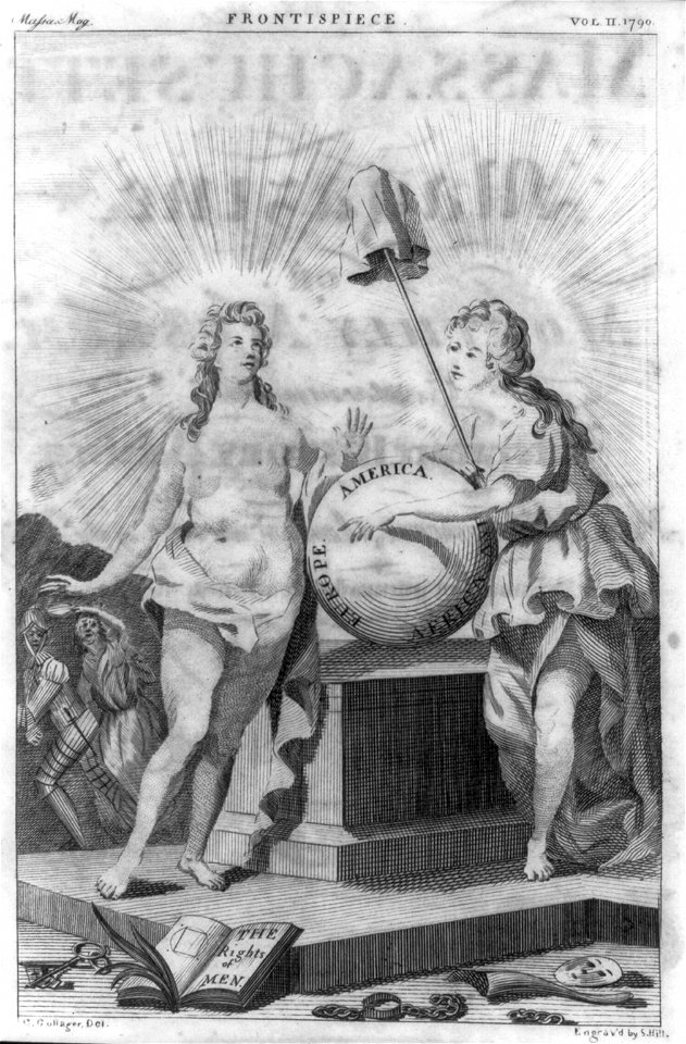 Two female figures celebrating the birth of America among the family of nations) - G. Gallager, del. ; engrav'd by S. Hill LCCN2004676803