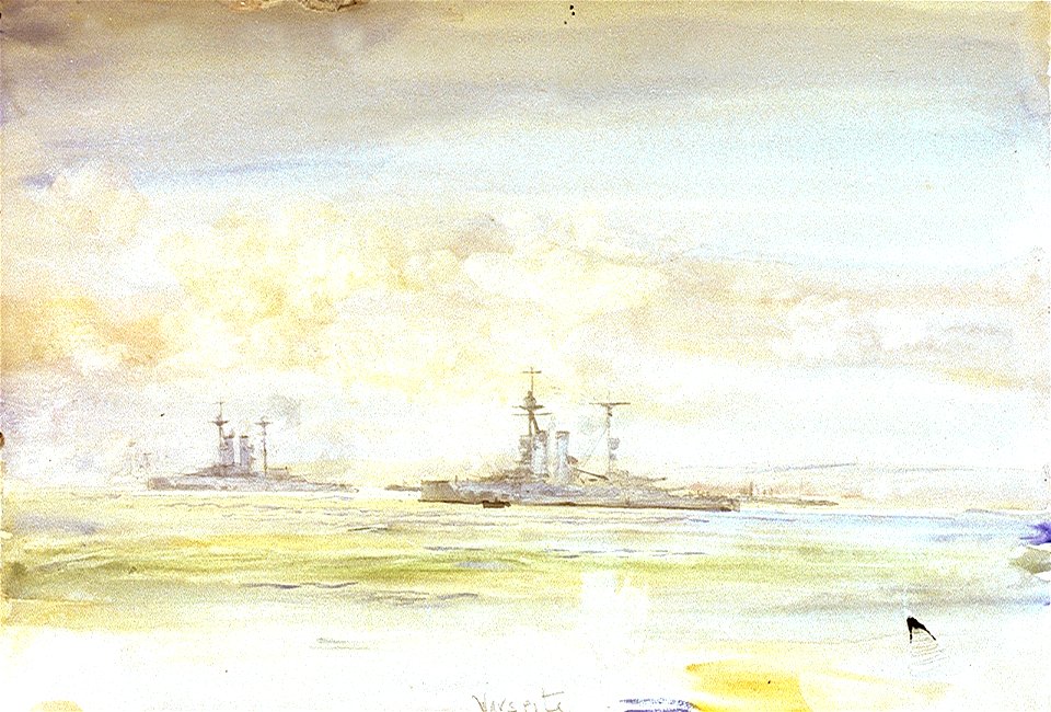 Two 'Queen Elizabeth'-class battleships, one identified as 'Warspite' RMG PV0077