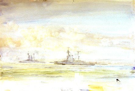 Two 'Queen Elizabeth'-class battleships, one identified as 'Warspite' RMG PV0077