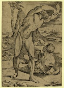 Two nude men- one standing, one reclining - Micarino, fec. LCCN2008675416