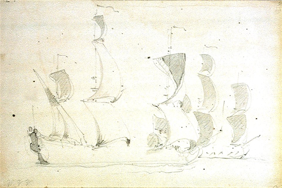Two English ships with the wind on the port quarter RMG PW6896