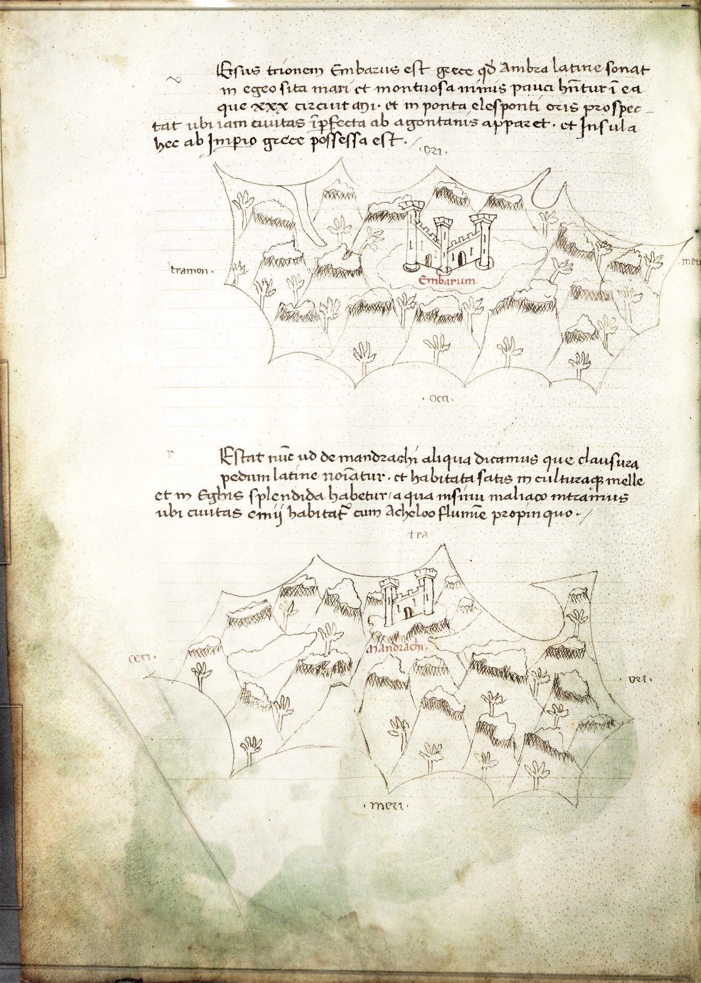 Two islands, labelled Embarum and Mandrachi RMG F1594 - Traditional visual  art under Public domain license