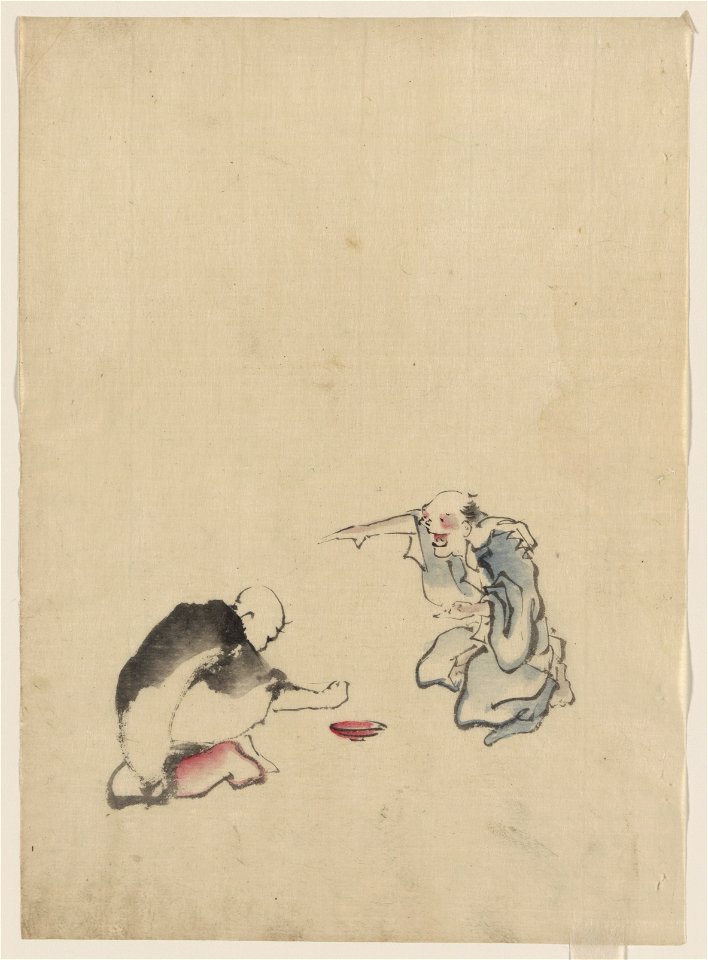 Two men playing a game or gambling, possibly involving dice of some sort LCCN2009631953