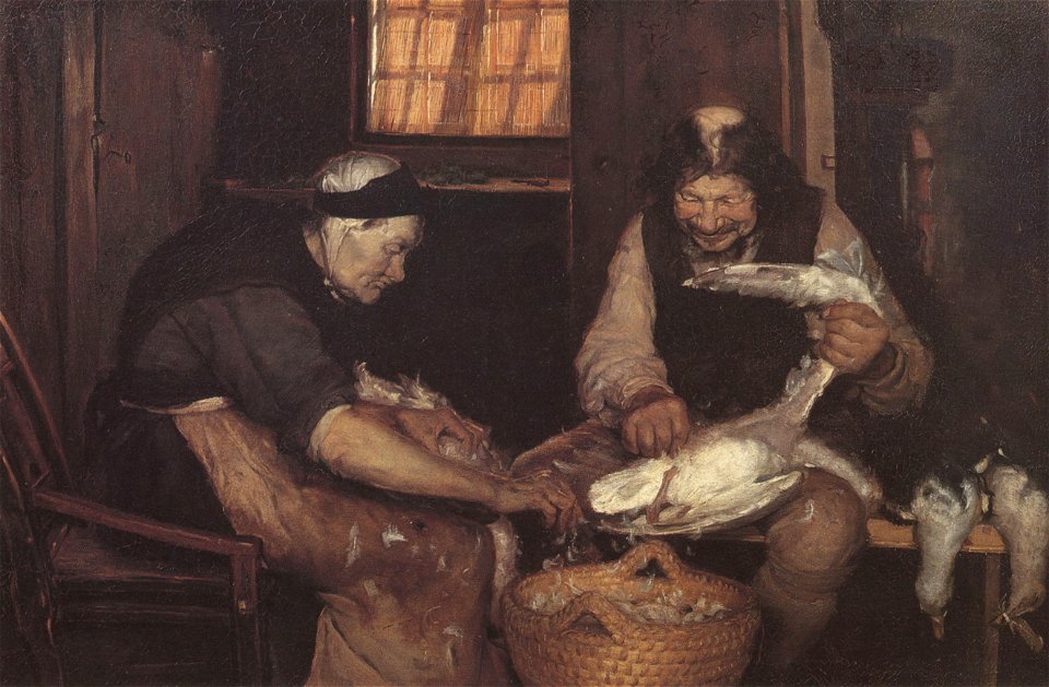 Two Old People Plucking Gulls (Anna Ancher)
