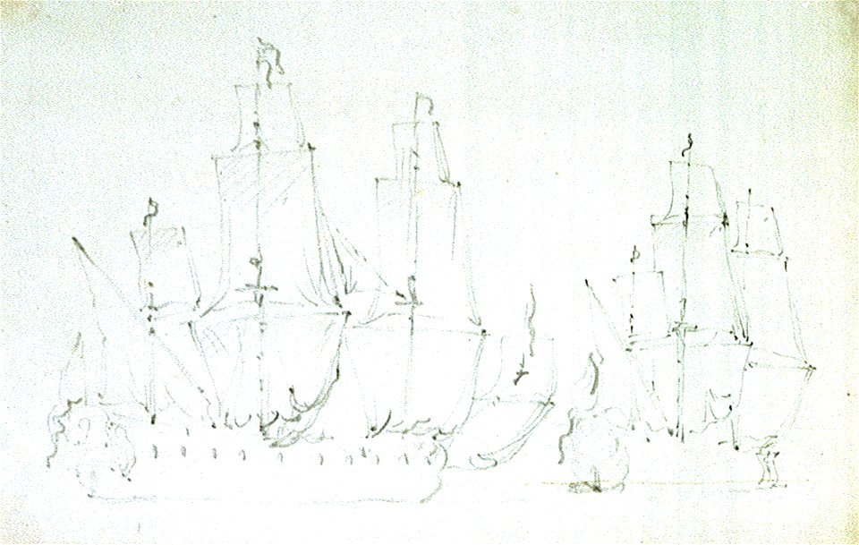 Two English ships under all plain sail in a light breeze RMG PW6884
