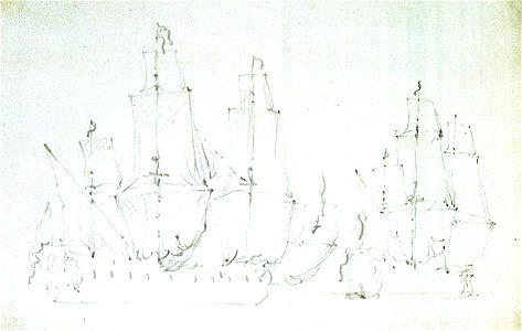 Two English ships under all plain sail in a light breeze RMG PW6884